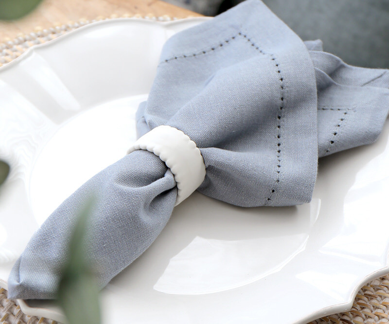 Set 4 Snowdrop Ceramic Napkin Rings