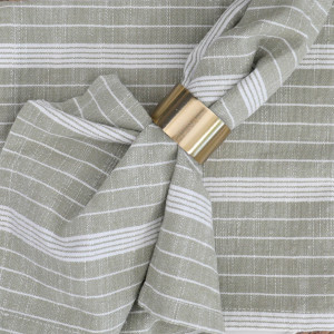 Set 4 Gabriel Sage Green Stripe Napkins, a textile accessory designed for dining, kitchen or tabletop use