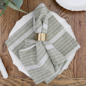 Set 4 Gabriel Sage Green Stripe Napkins, decorative tableware