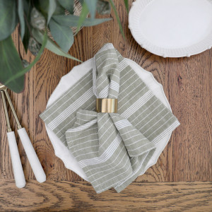 Set 4 Gabriel Sage Green Stripe Napkins, a textile accent for dining or kitchen use