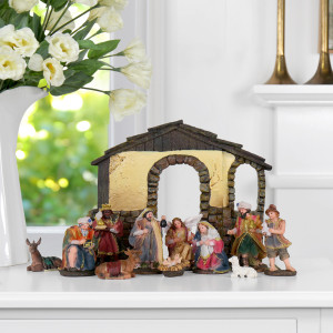 Complete Bethlehem Nativity Set displayed as a Christmas centrepiece