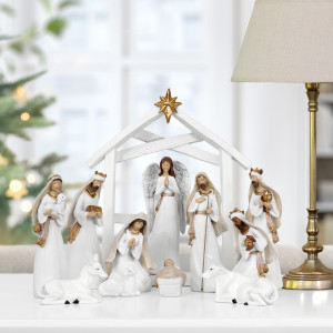 Holy Night White Christmas Nativity Set, highlighting the product's distinctive form and defining design