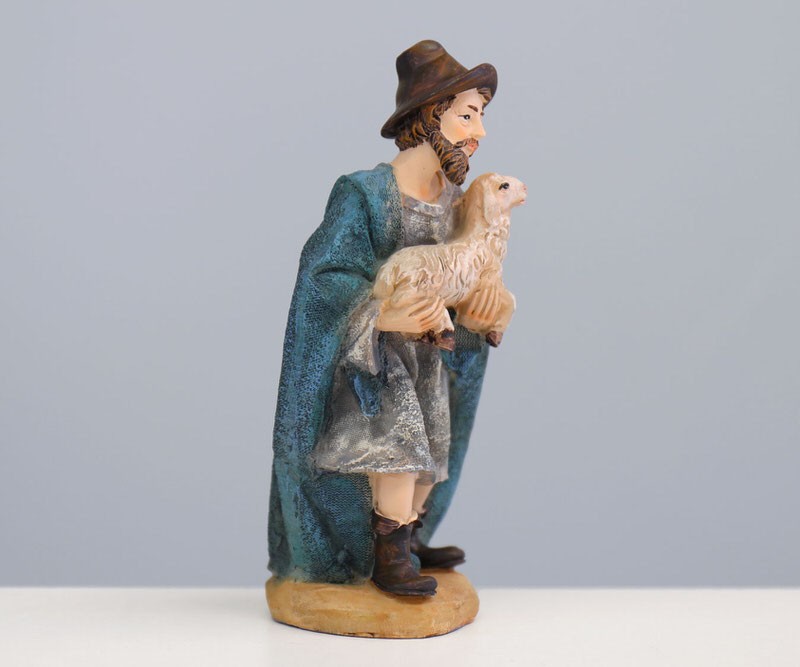 Standing Shepherd with Sheep 11.5cm