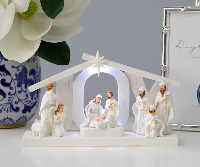 Joy to the World Nativity Set - White LED