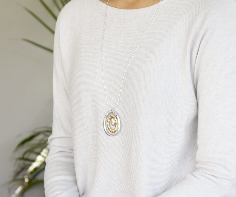 Alaia Silver Oval Pendant Necklace