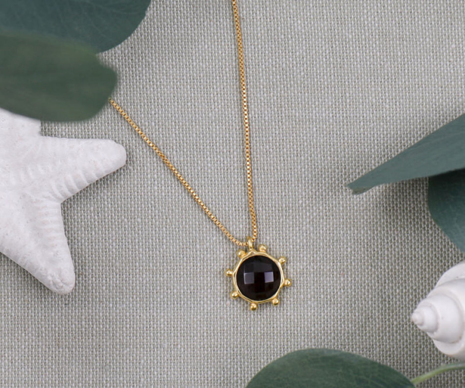 Aspen Gold Star Necklace - Smoky Quartz