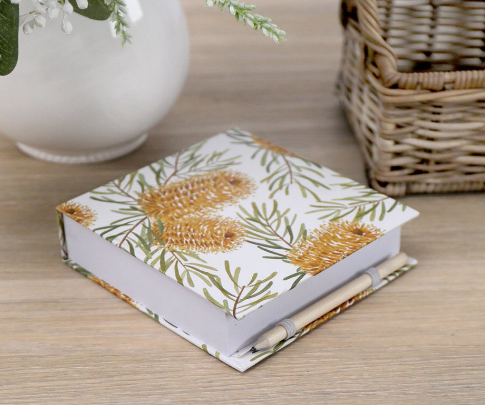 Golden Banksia Notepad and Pencil