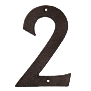 Kew vintage house number 2 with two pre-drilled mounting holes