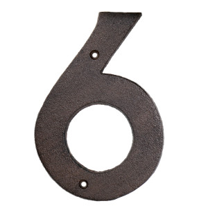 Kew vintage house number 6 with two pre-drilled mounting holes