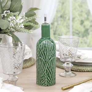 Savoy Cabbage Leaf Oil/Vinegar Bottle, a drinkware piece designed for serving beverages at the table