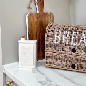 Olio di Oliva Ceramic Oil Bottle - Cream, a practical vessel for drinks with decorative tabletop appeal