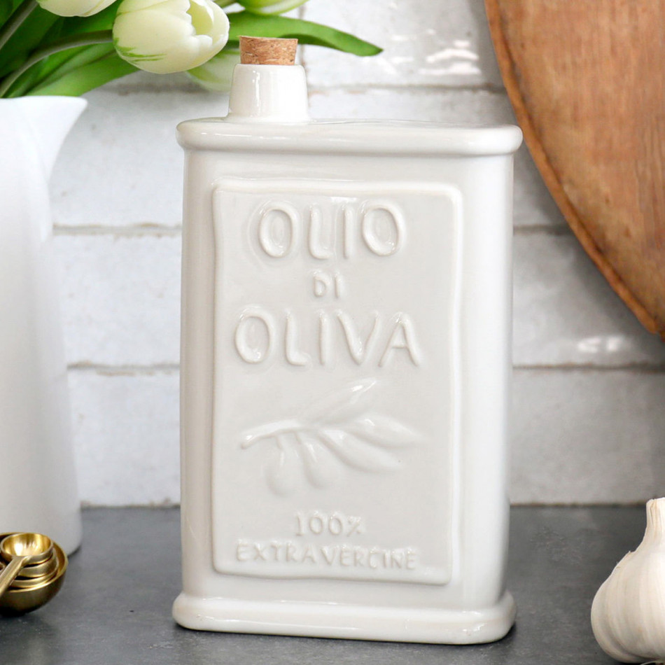 Olio di Oliva Ceramic Oil Bottle - Cream, decorative tableware