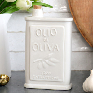 Olio di Oliva Ceramic Oil Bottle - Cream, decorative tableware