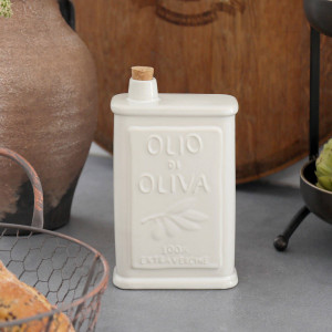 Olio di Oliva Ceramic Oil Bottle - Cream, a drinkware piece designed for serving beverages at the table
