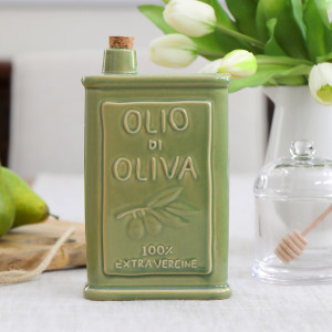 Green Olio di Oliva Ceramic Olive Oil Bottle, a drinkware piece designed for serving beverages at the table
