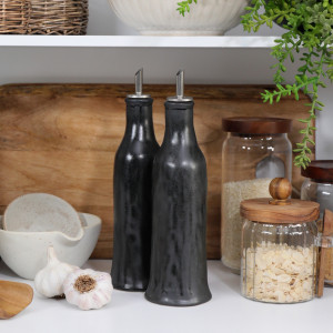 Set 2 Black Bistrot Oil & Vinegar Bottles