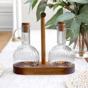 Set 2 Balmoral Glass Oil & Vinegar Bottles, a drinkware piece designed for serving beverages at the table