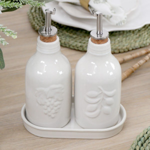 Set 2 Cucina Oil & Vinegar Bottles, a practical vessel for drinks with decorative tabletop appeal