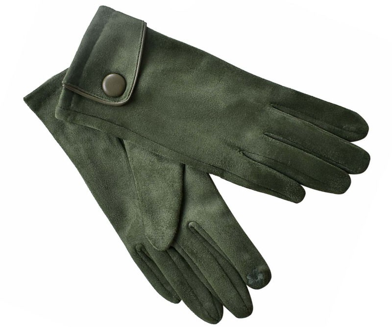 Ascot Olive Green Big Button Gloves