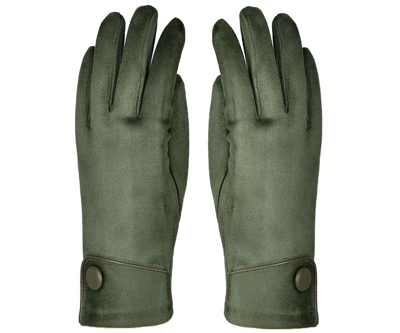 Ascot Olive Green Big Button Gloves