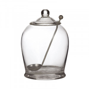 Napoli Glass Olive Jar with Spoon, a drinkware piece for serving and tabletop use