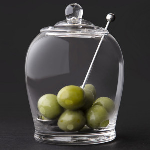 Napoli Glass Olive Jar with Spoon, decorative tableware