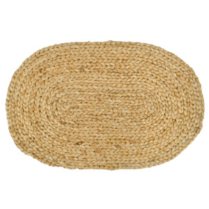 Oval natural jute mat with a concentric plaited design