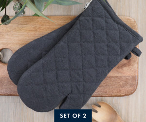 Set 2 Charcoal Villa Oven Mitts