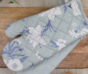 Set 2 Soft Blue Larkhill Floral Oven Mitts