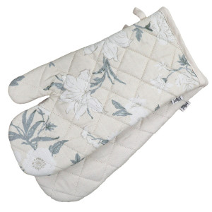 Set 2 Cream Larkhill Floral Oven Mitts, shown as a standalone product for clear identification