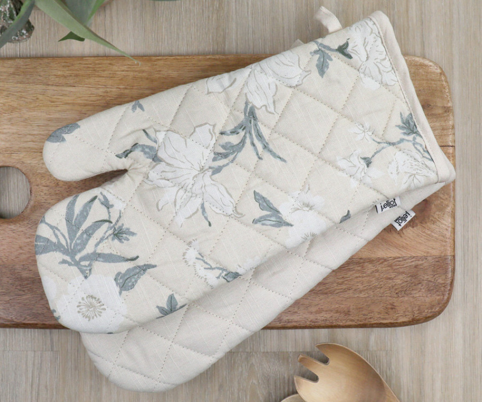 Set 2 Cream Larkhill Floral Oven Mitts