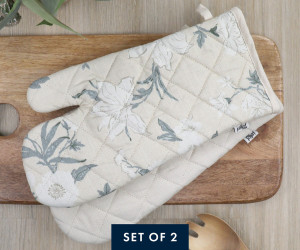 Set 2 Cream Larkhill Floral Oven Mitts