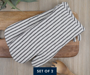 Set 2 Charcoal Stripe Villa Oven Mitts