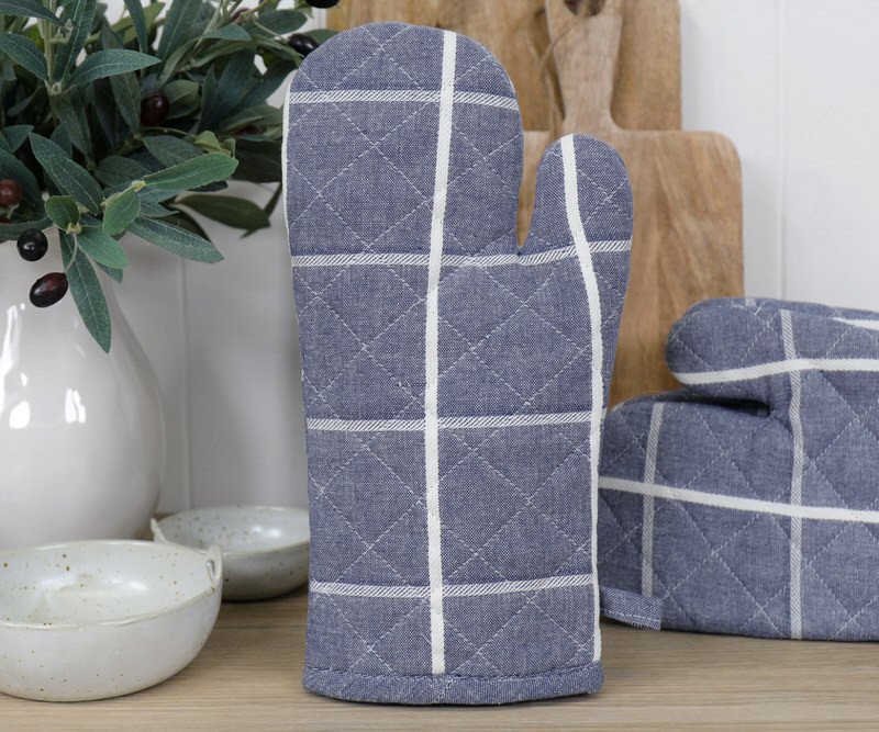 Luxurious Oven Mitt & Quilted Pot Holders, Linen-Cotton, Set