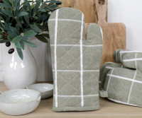 Campbell Check Oven Mitt - Olive Green