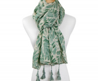 Daintree Green Palm Leaf Scarf with Tassels