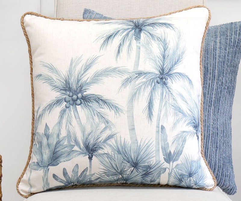 Tangier Blue Palms Cushion