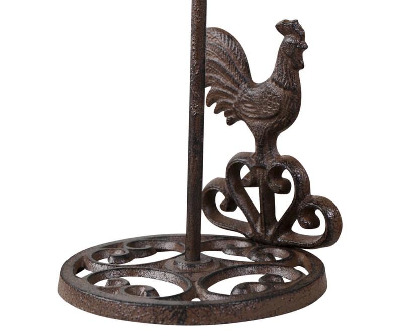 Black Grand Rooster Wall Mounted Kitchen Paper Towel Holder