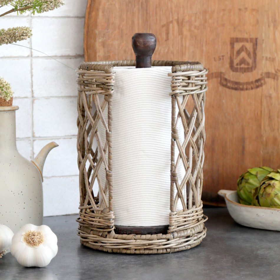 Breton Rattan Paper Towel Holder, decorative home accessory