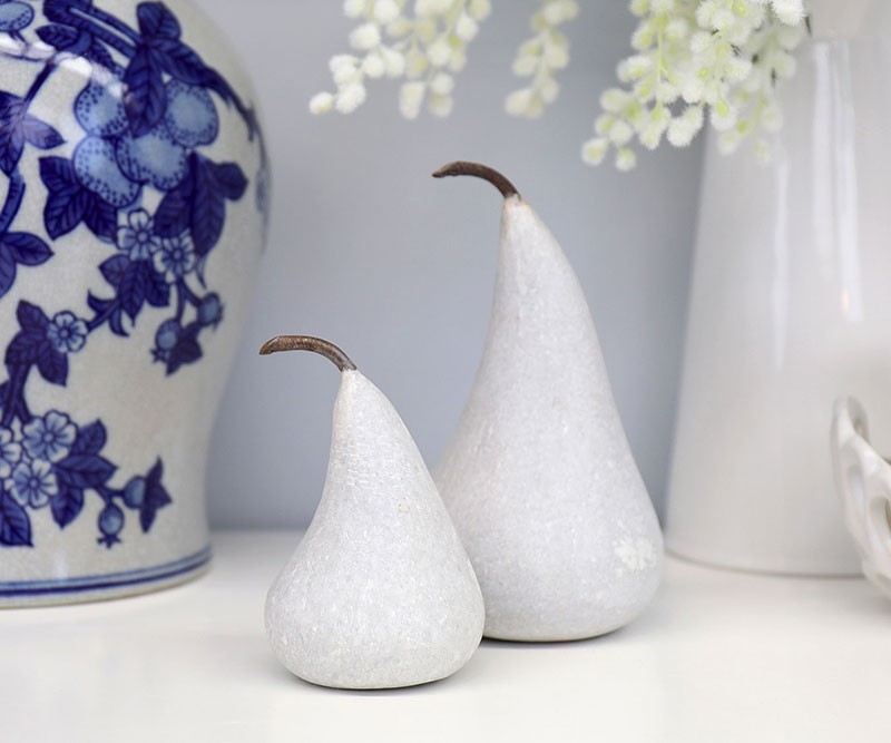 White Marble Pear - Large