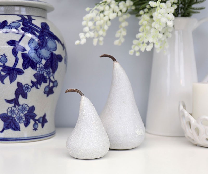 White Marble Pear - Large