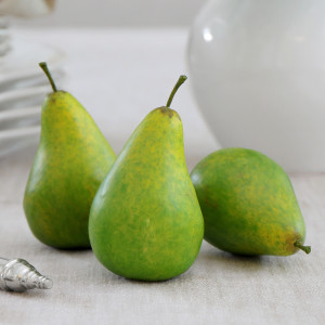 Set 3 Corella Green Pears, decorative home accessory