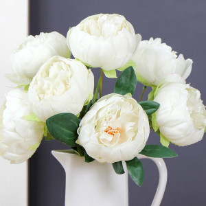 Set 7 Eloise White Peonies Bouquet, decorative flowers or foliage for vase styling