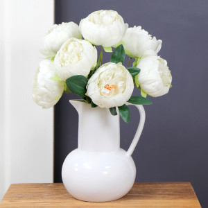 Set 7 Eloise White Peonies Bouquet, decorative home accessory