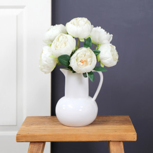 Set 7 Eloise White Peonies Bouquet, a decorative botanical stem or arrangement for styling in a vase