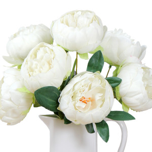 Set 7 Eloise White Peonies Bouquet, designed to add lasting floral or foliage detail to an interior display