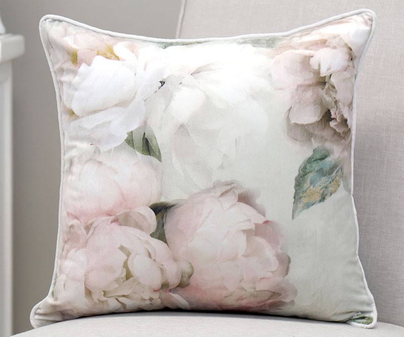 White Peony Velvet Cushion