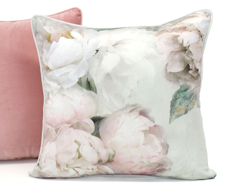 White Peony Velvet Cushion