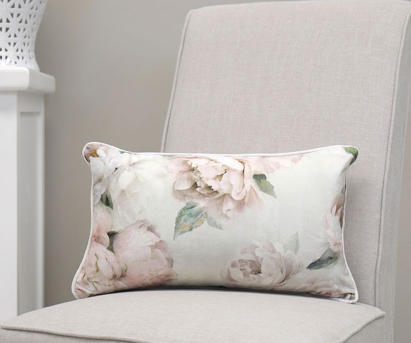 White Peony Velvet Cushion 30x50