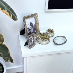 Petite Gatsby Fanned Rectangle Photo Frame 2.5x3.5", designed to display a favourite photograph or small artwork